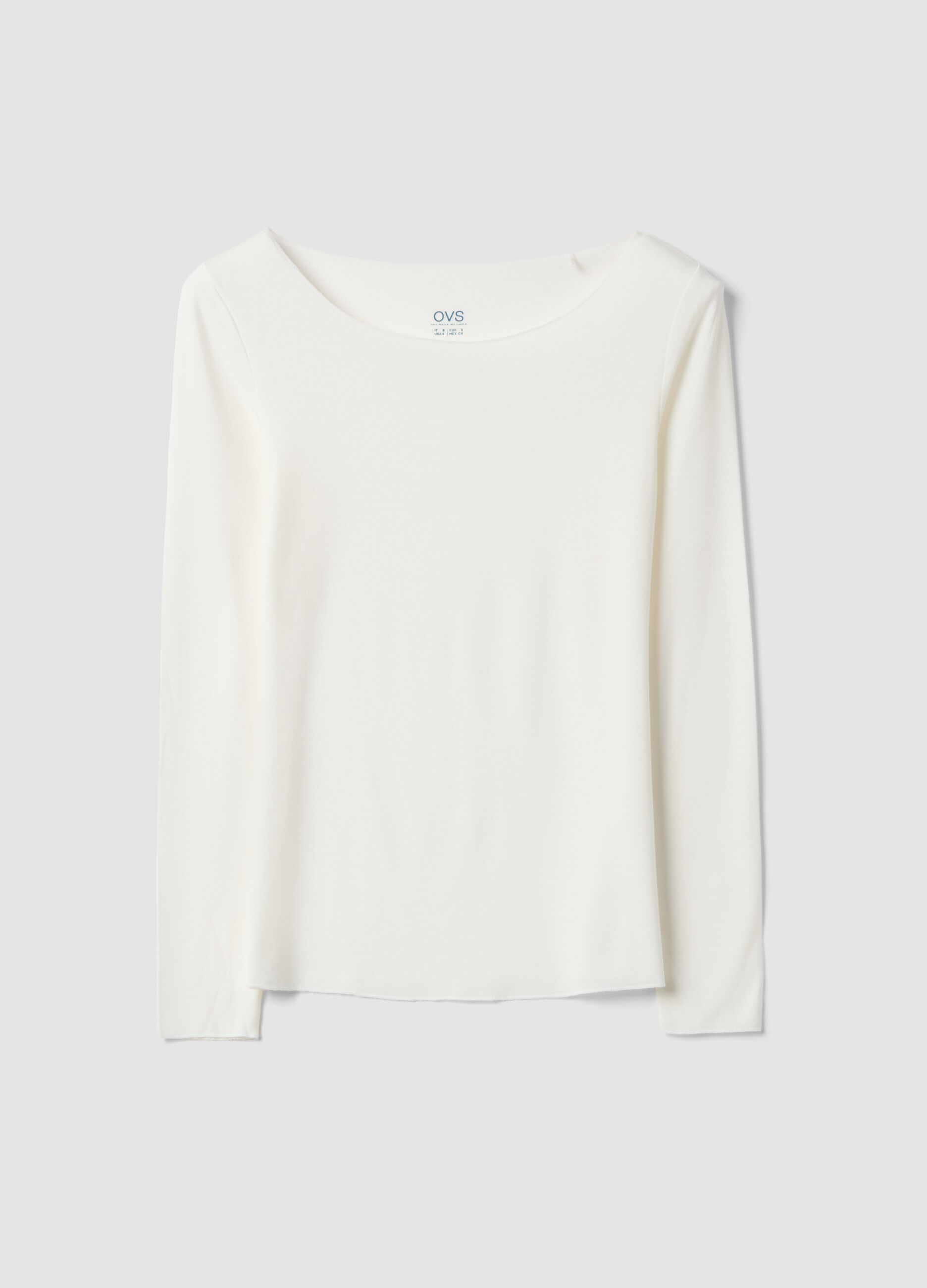 White stretch modal crew-neck T-shirt, regular fit