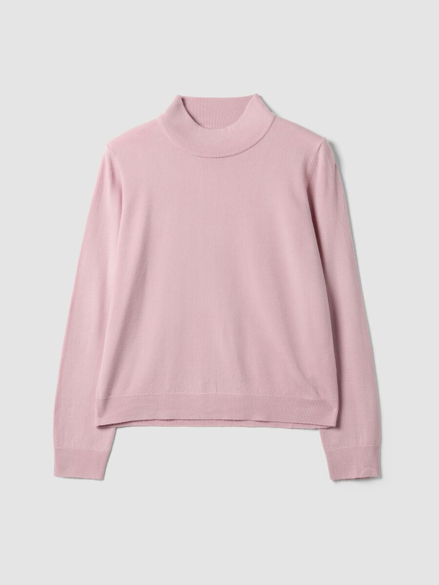 Pink long-sleeved top with high neck, regular fit_4