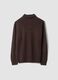 Brown ribbed shawl-collar jumper, regular fit_2