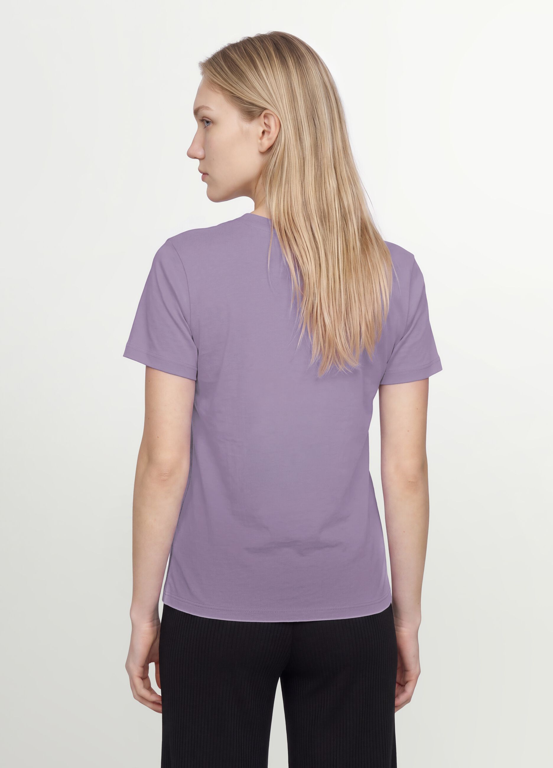 Purple organic cotton crew-neck T-shirt, regular fit