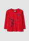 Red pure organic cotton T-shirt with college print for baby boy_0