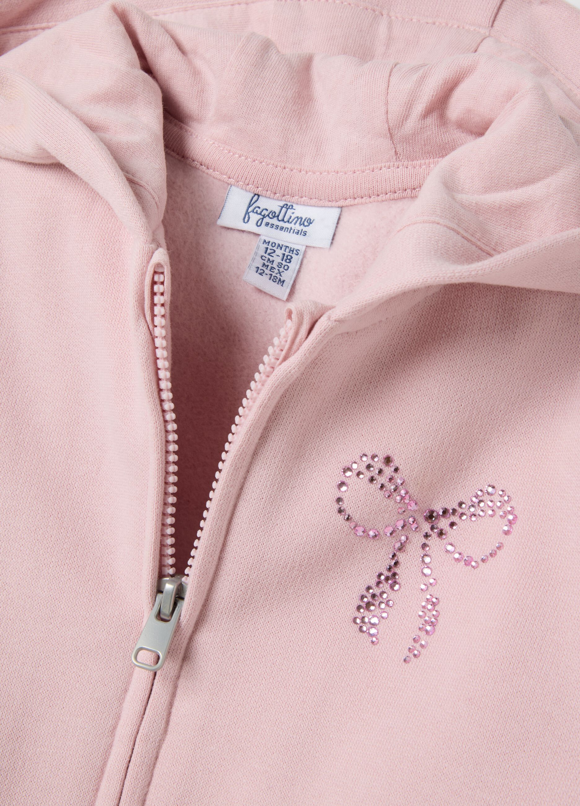 Light pink hooded sweatshirt in pure organic cotton