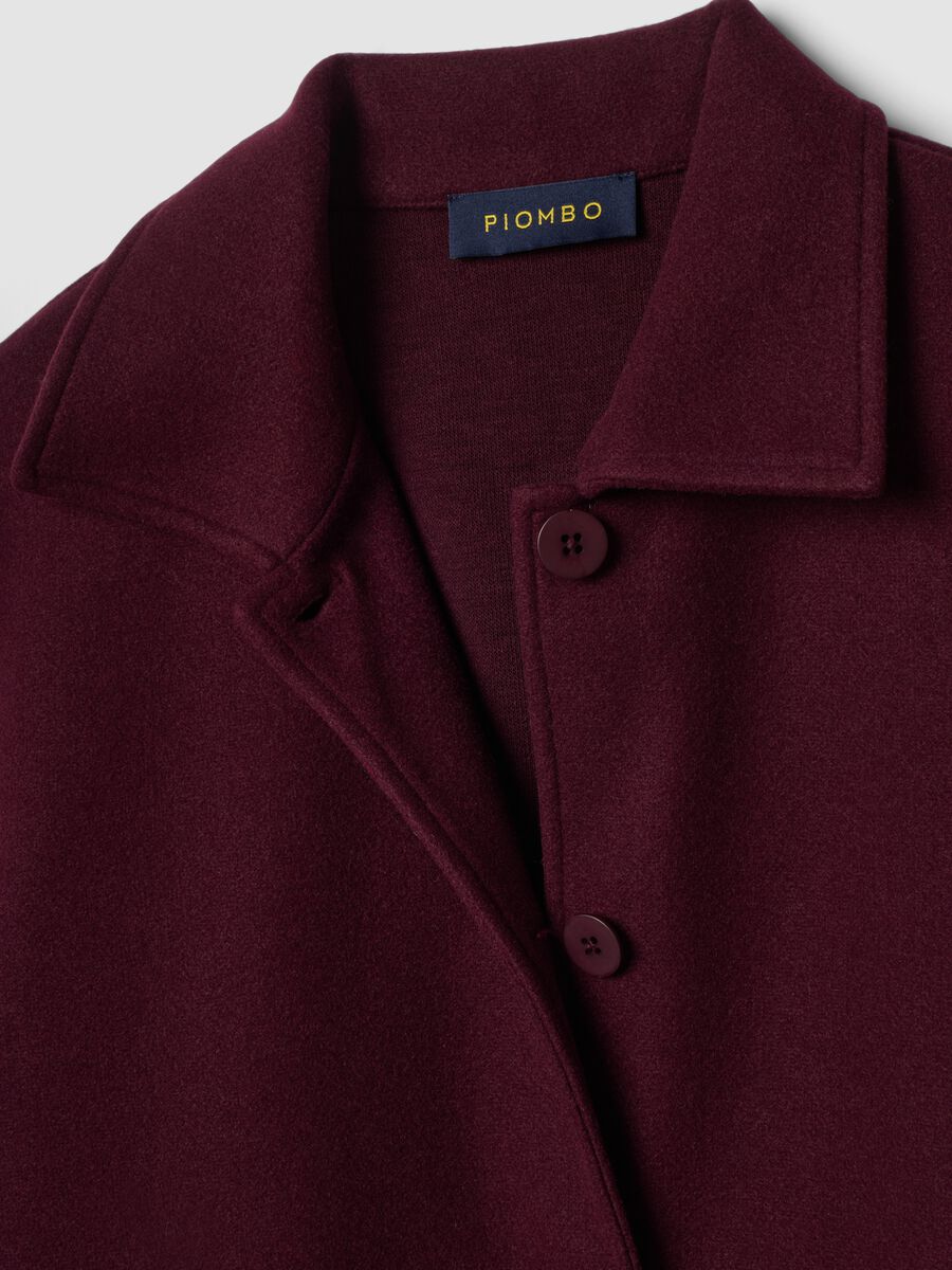 Burgundy red viscose-blend jacket with crew neck, regular fit_5