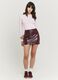 Red Vinyl Mini Skirt with Regular Fit_0