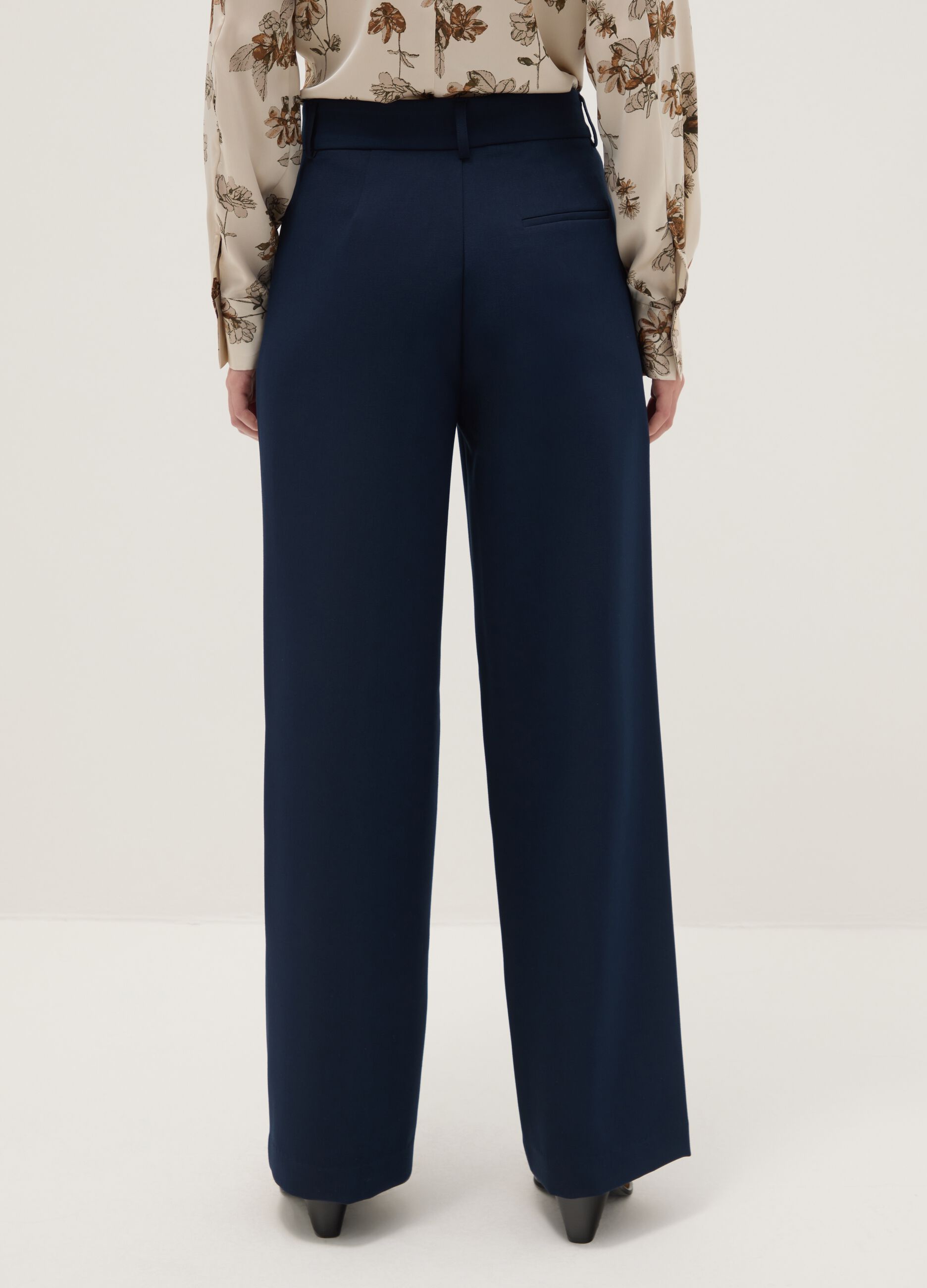 Elegant Blue Straight Trousers