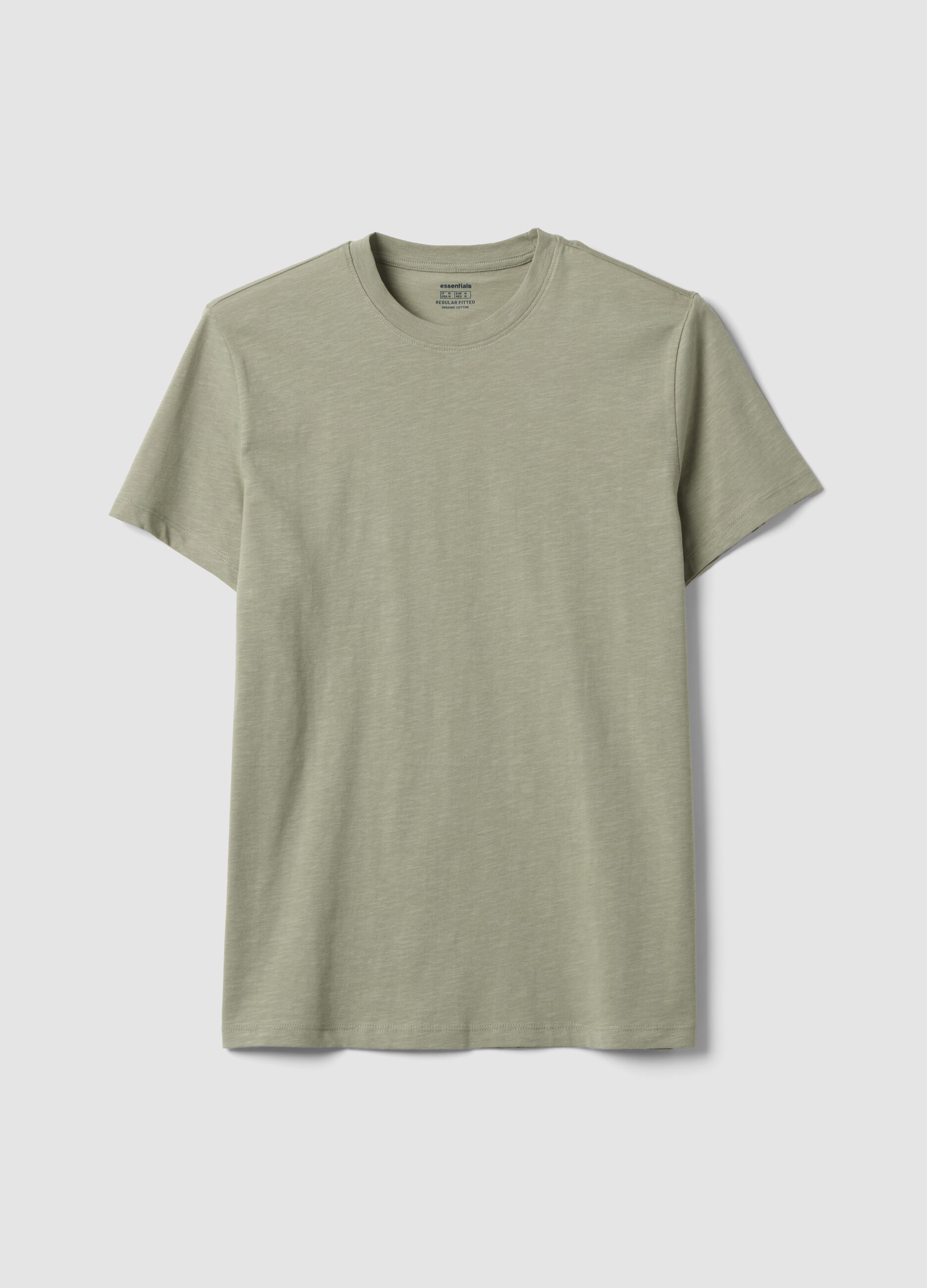 Grey regular-fit short-sleeve pure cotton T-shirt