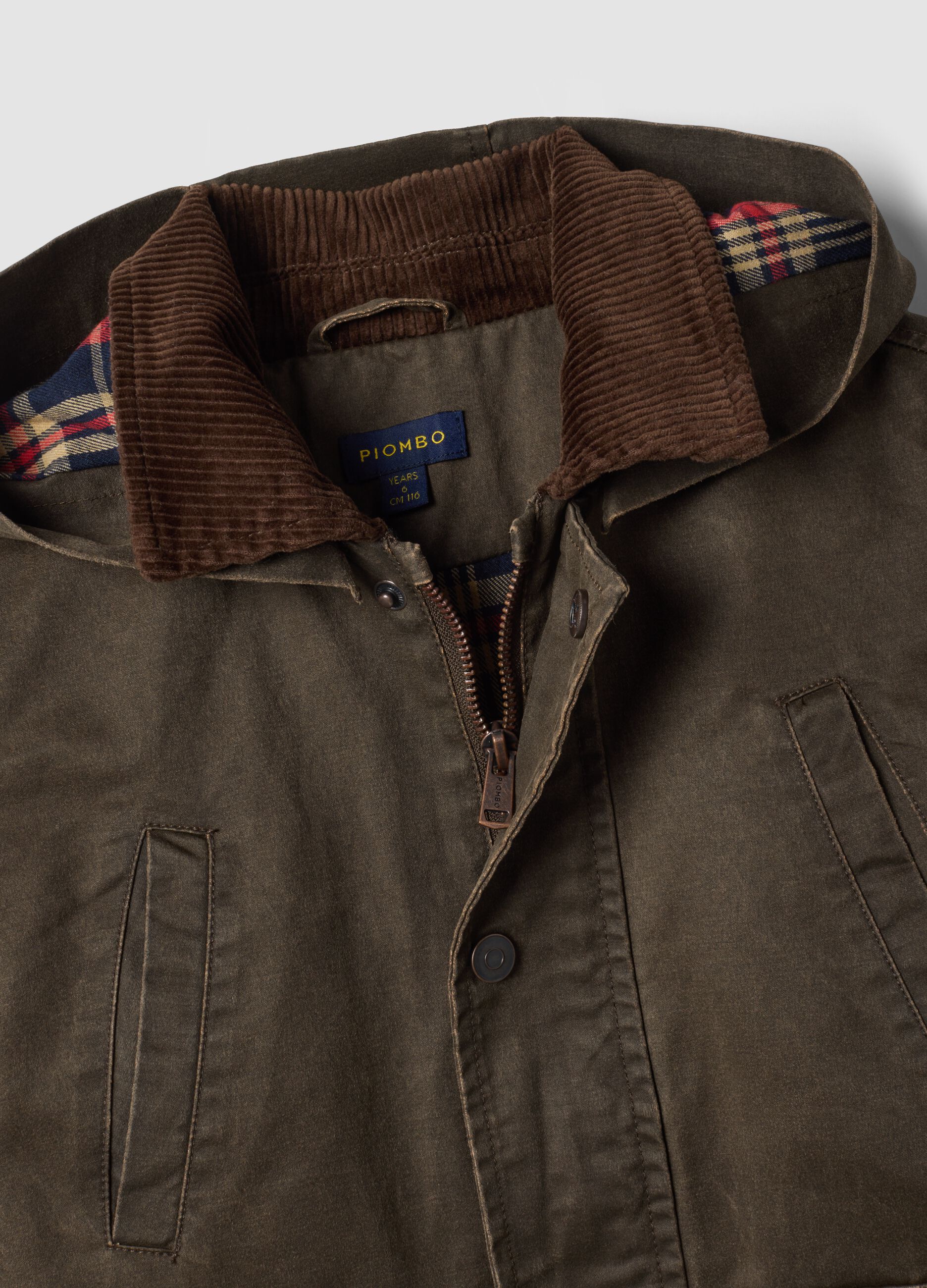 Green water-repellent padded cotton-blend jacket with hood
