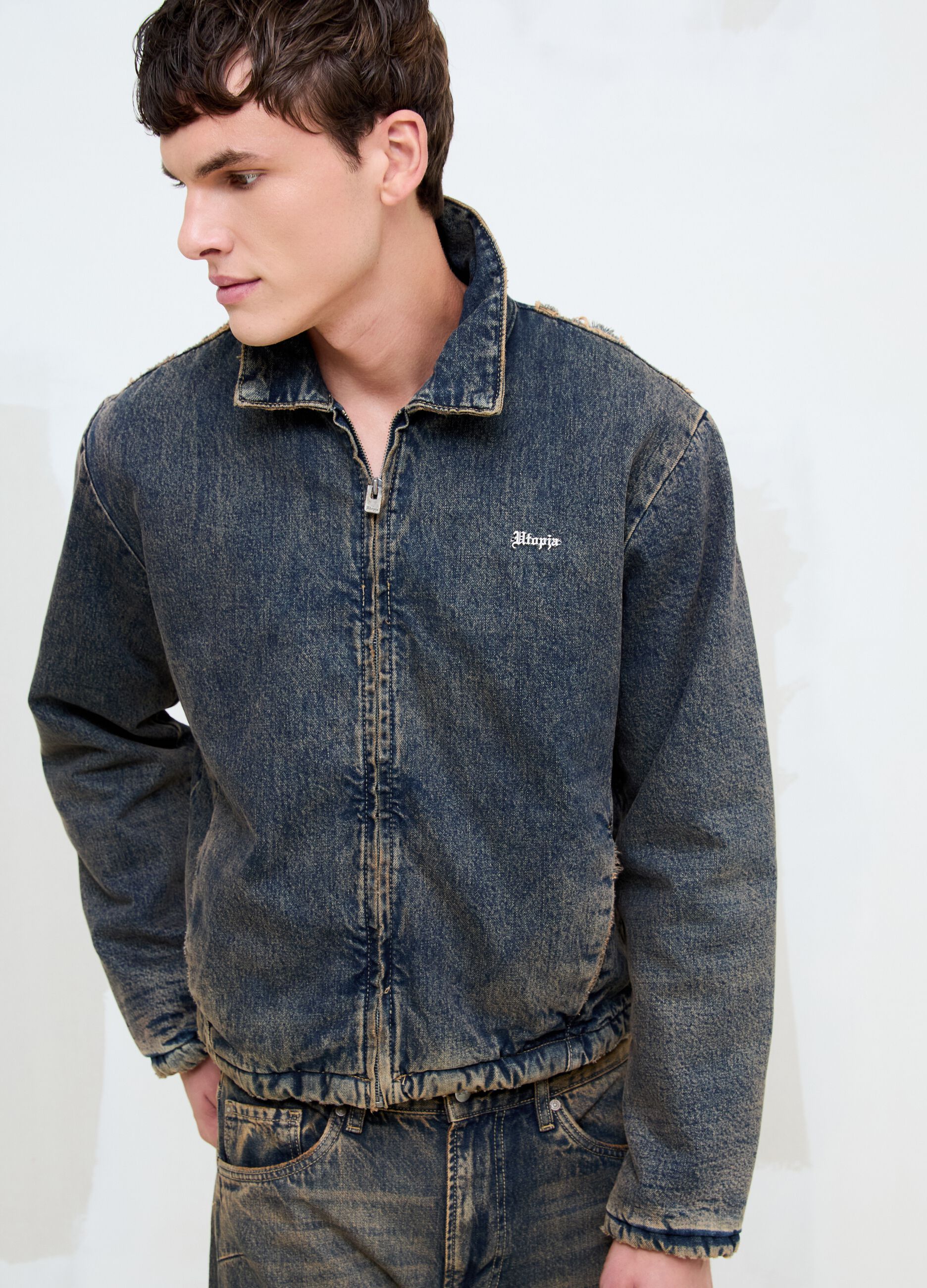 Denim Padded Jacket Vintage Dark Blue