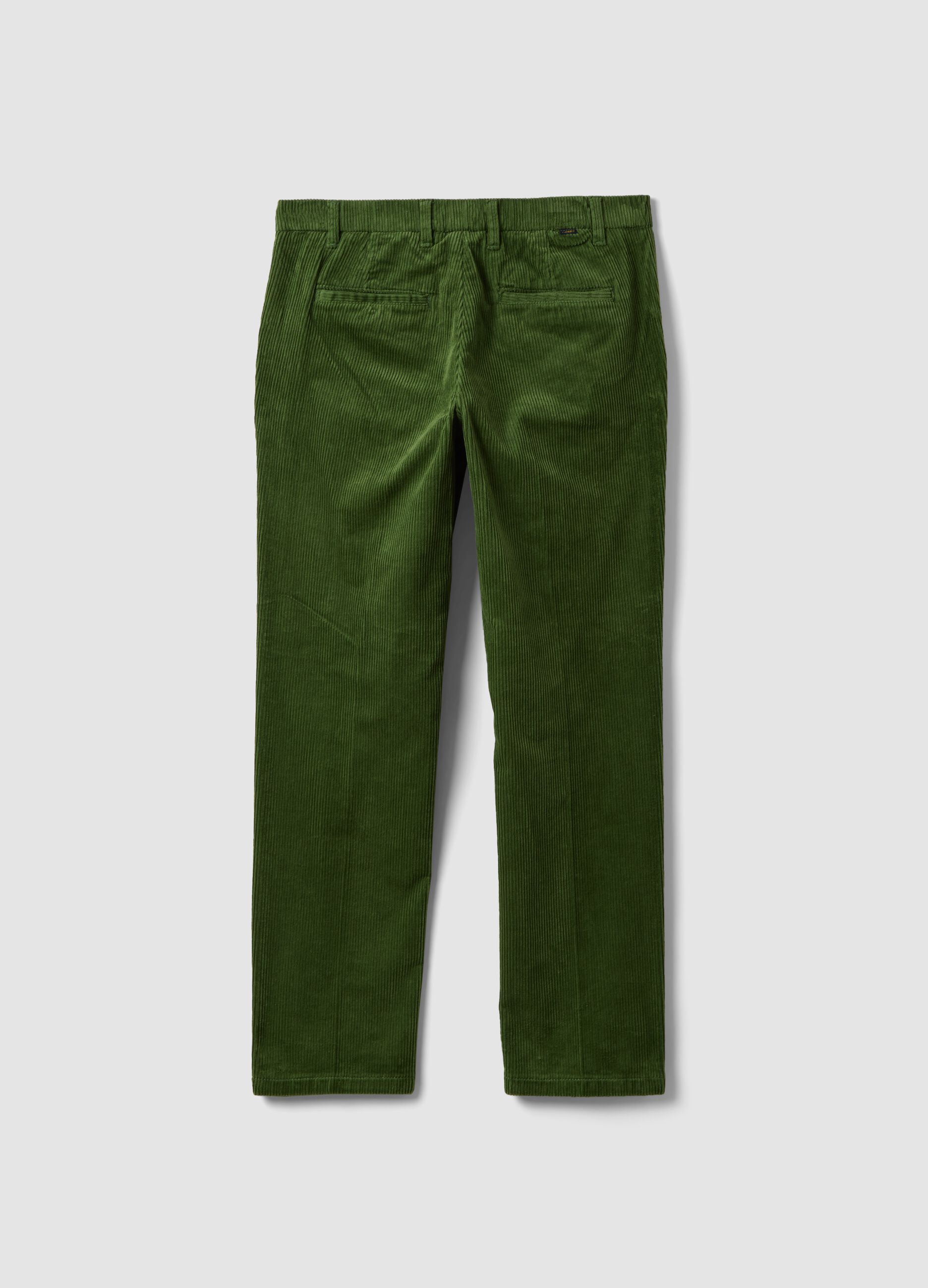 Green stretch-cotton chino trousers