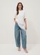 White pure cotton T-shirt with lace insert, relaxed fit_1