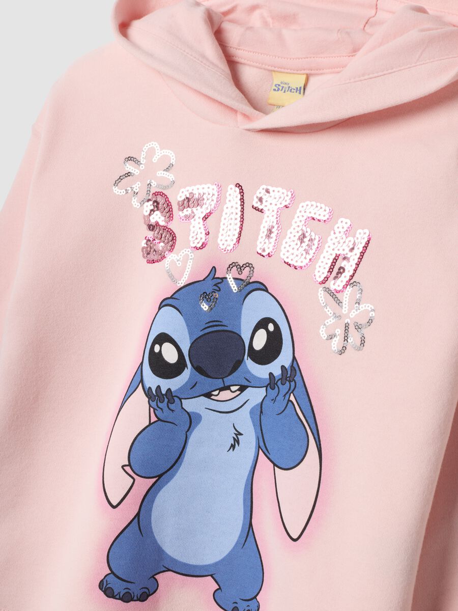 Pink cotton-blend set with hood and Stitch print_3
