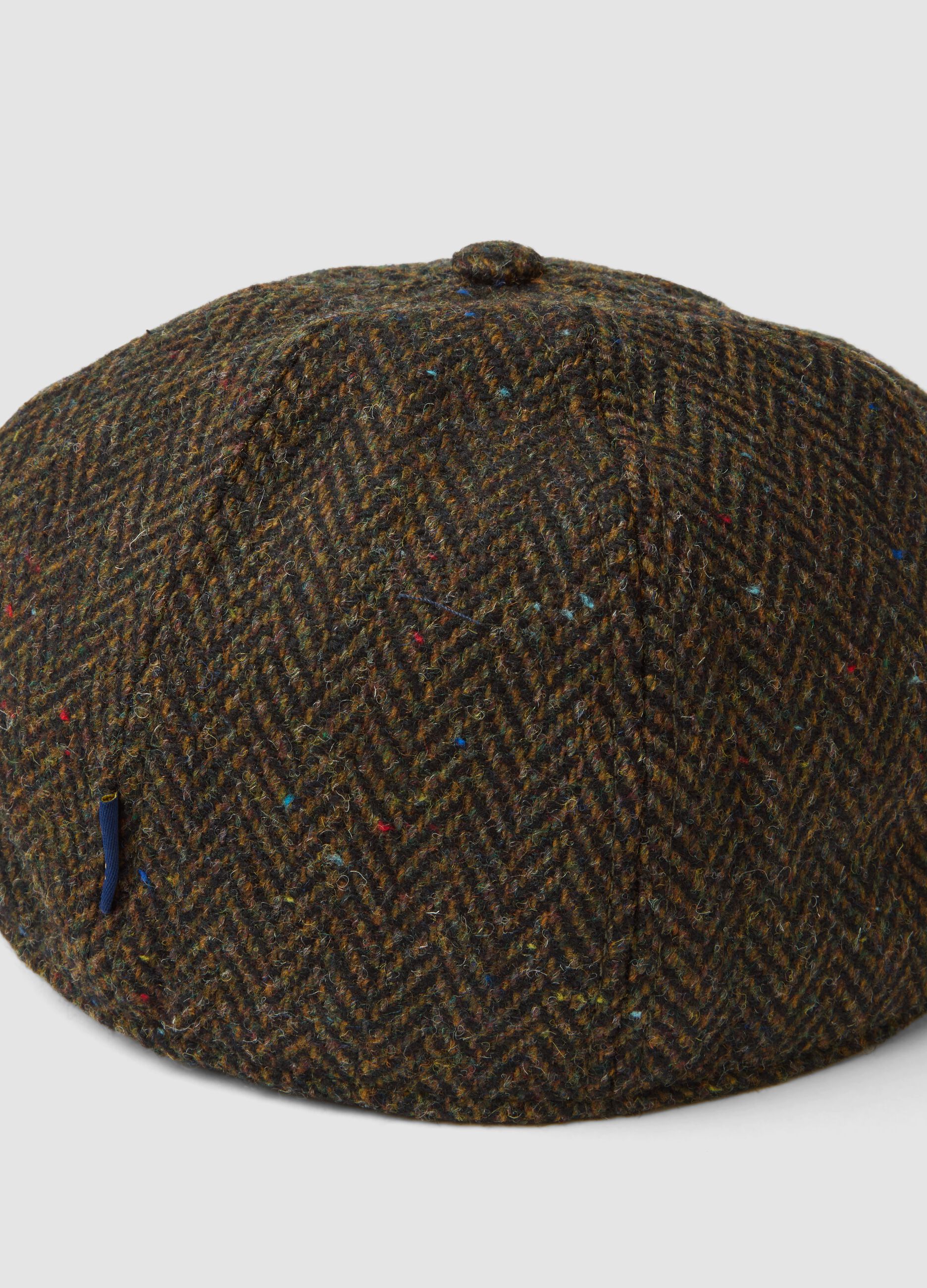 Brown wool-blend herringbone cap