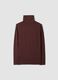 Brown stretch viscose top with high neck, regular fit_1