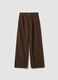 High-waisted wide-leg brown jeans in pure cotton_0