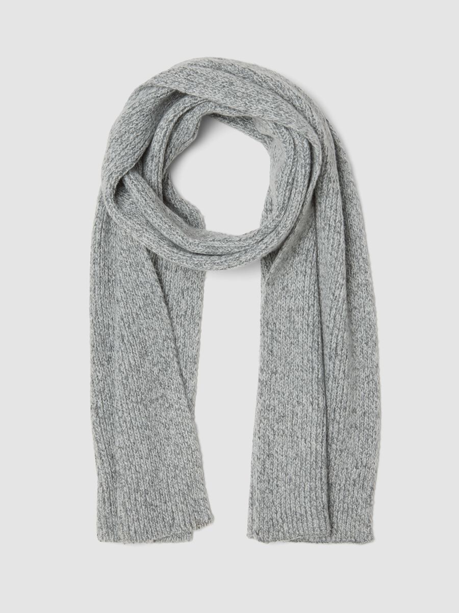 Light grey rib-knit scarf_0