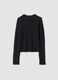 Black stretch openwork T-shirt with raised collar_2