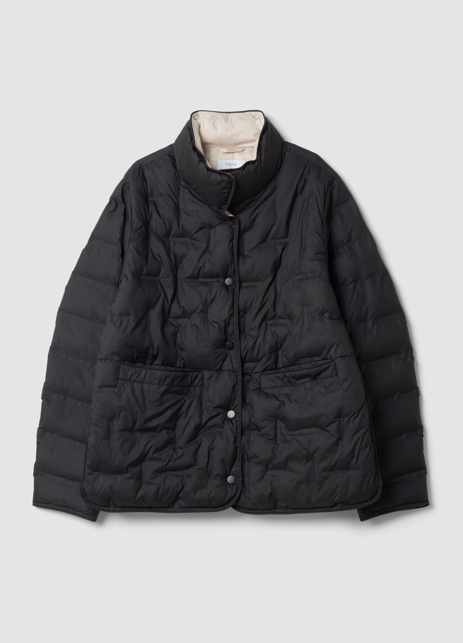 Black padded regular-fit jacket with high neck