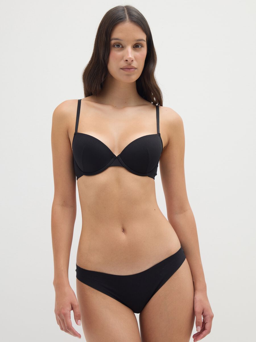 Black stretch cotton briefs, regular fit_0