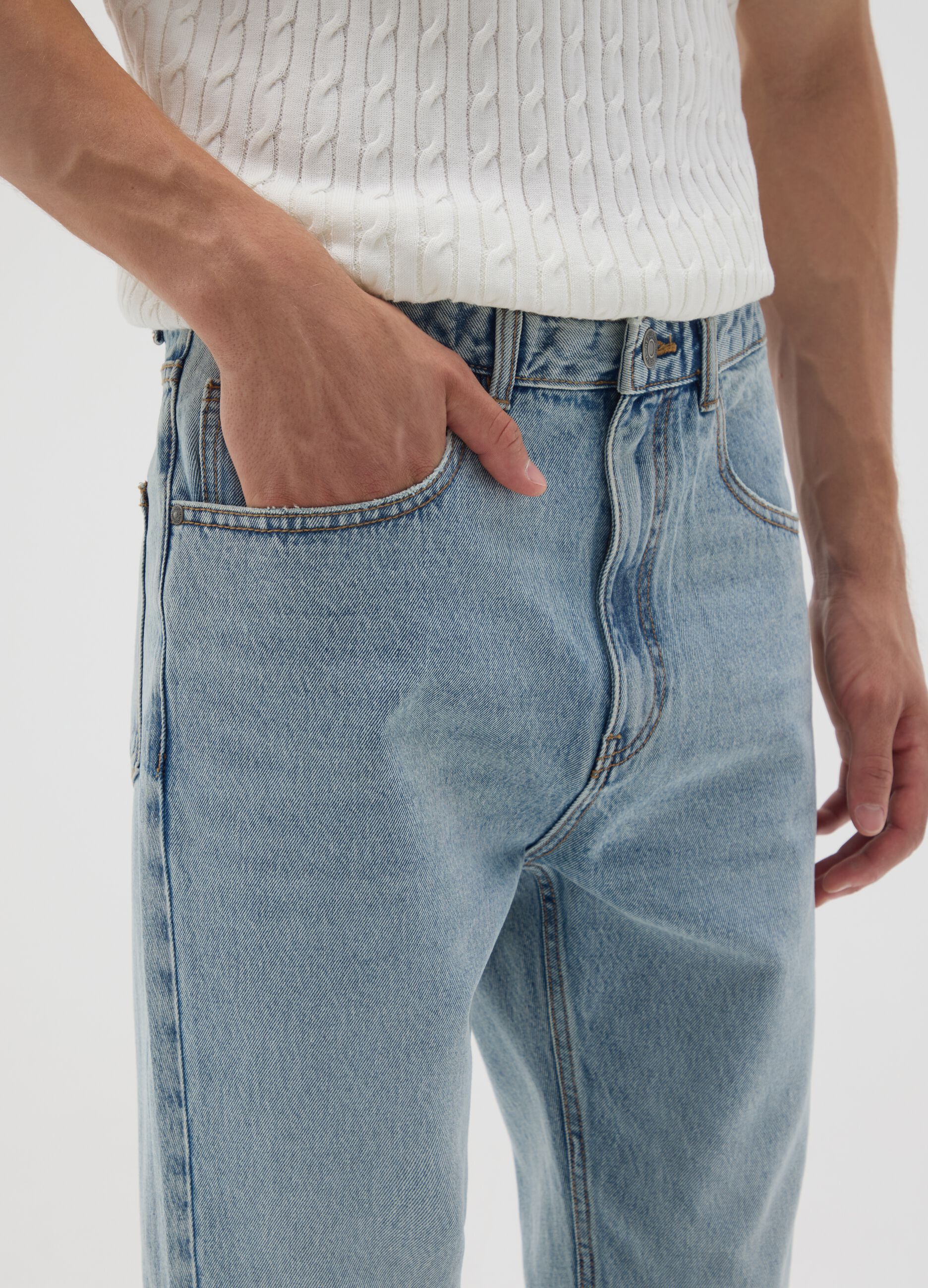 Pure Cotton Denim Carrot Fit Jeans