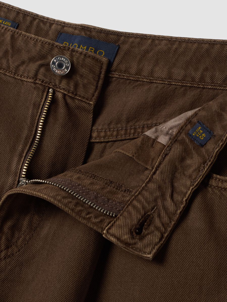 High-waisted wide-leg brown jeans in pure cotton_5