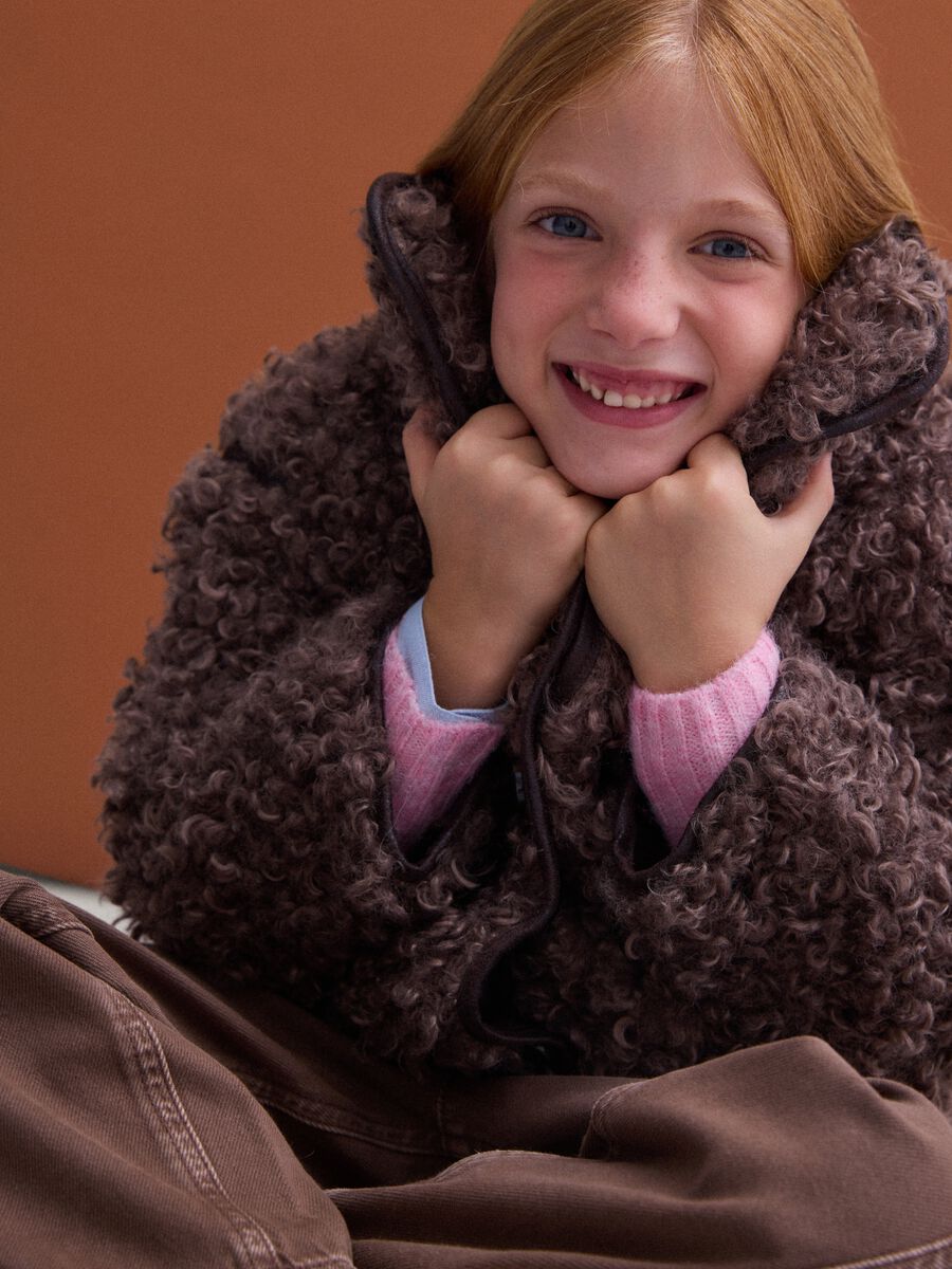 Grey teddy jacket with buttons_1