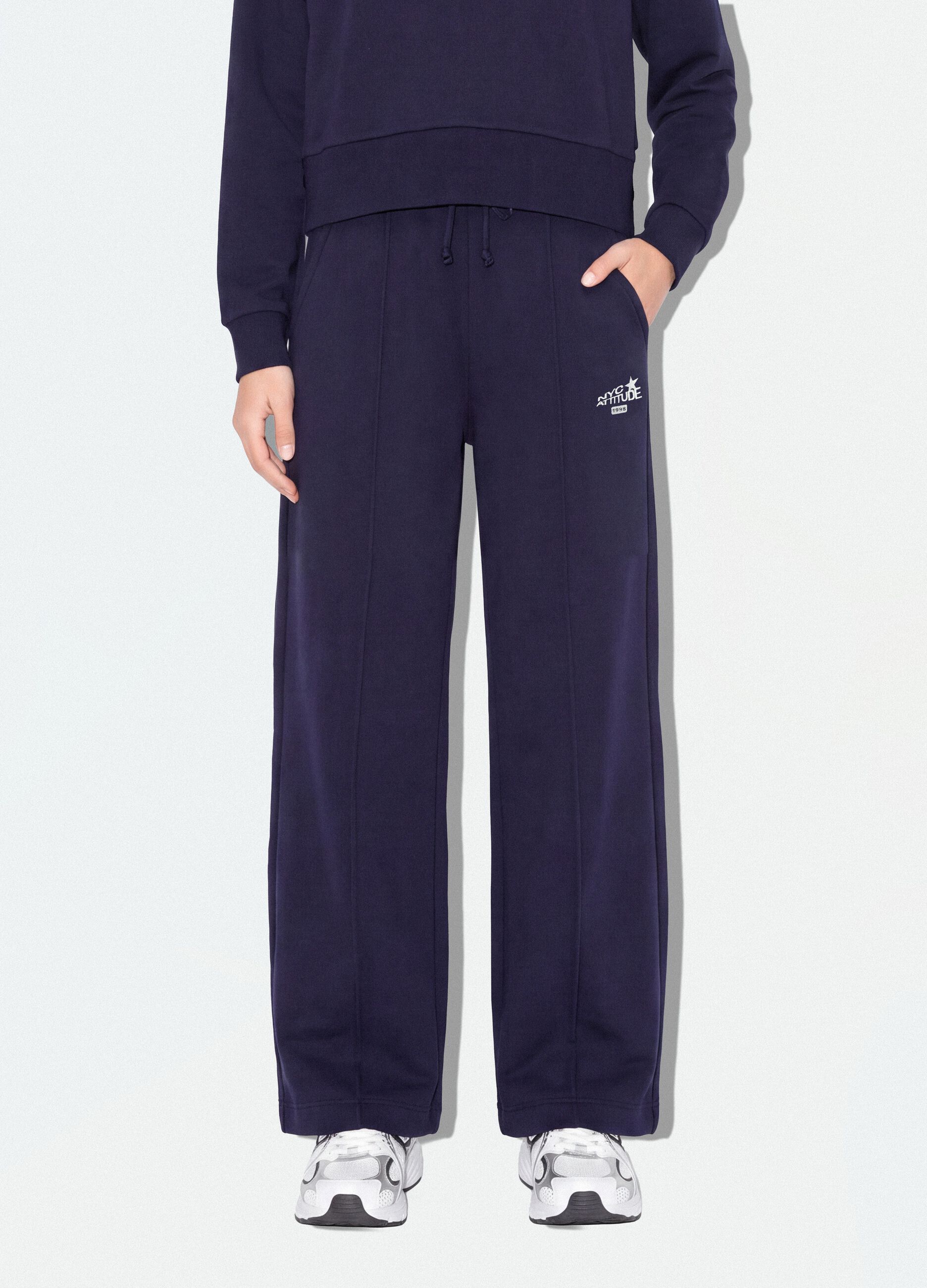 Blue cotton-blend straight-leg joggers
