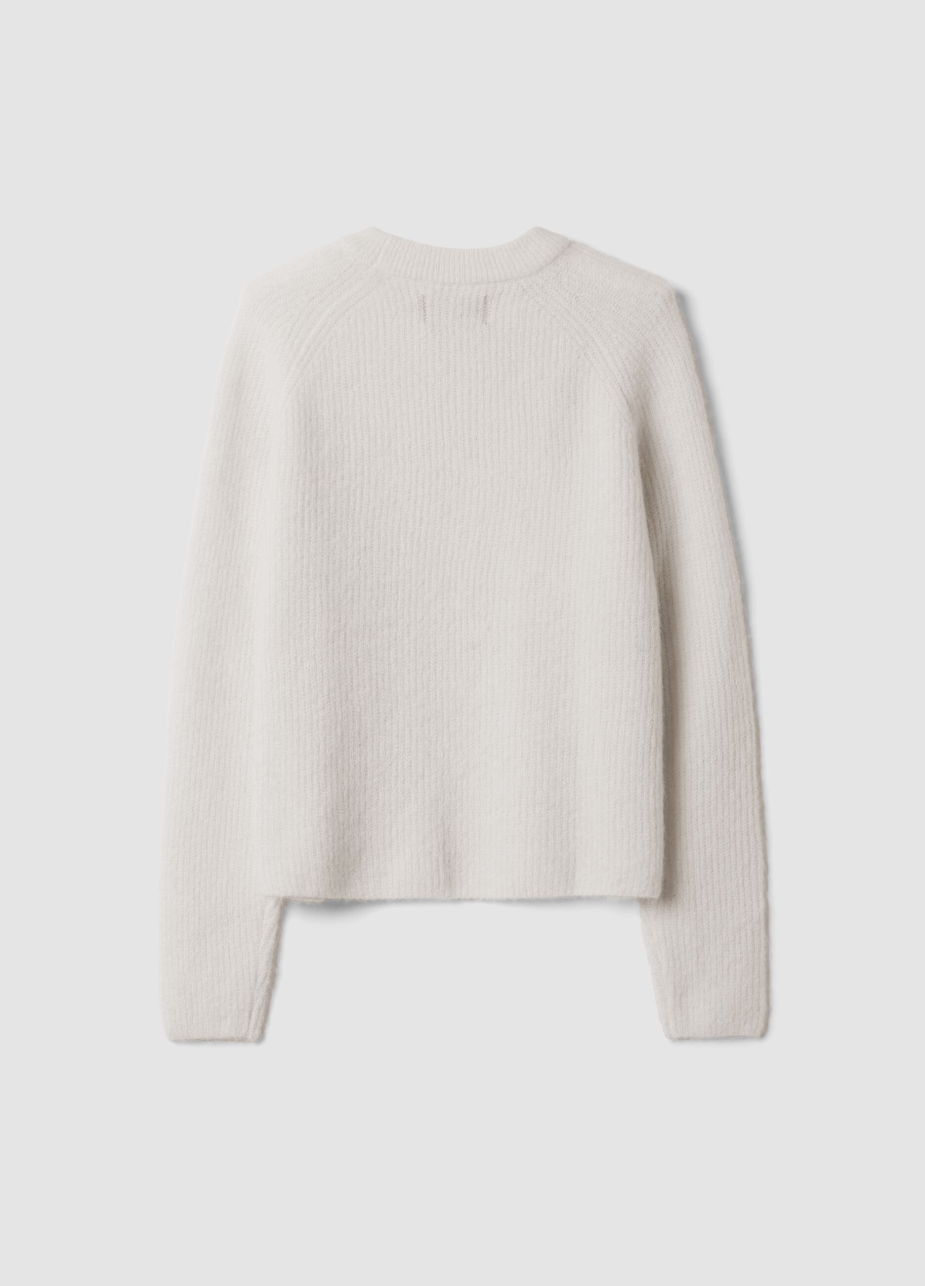 Maglia bianca in alpaca e lana elasticizzato girocollo