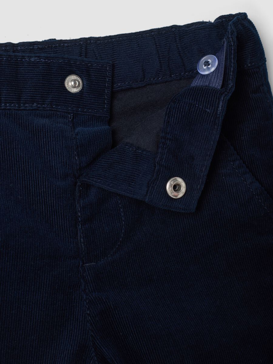 Blue pure cotton ribbed trousers_2