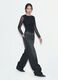 Jeans neri in puro cotone skater fit con strass_4