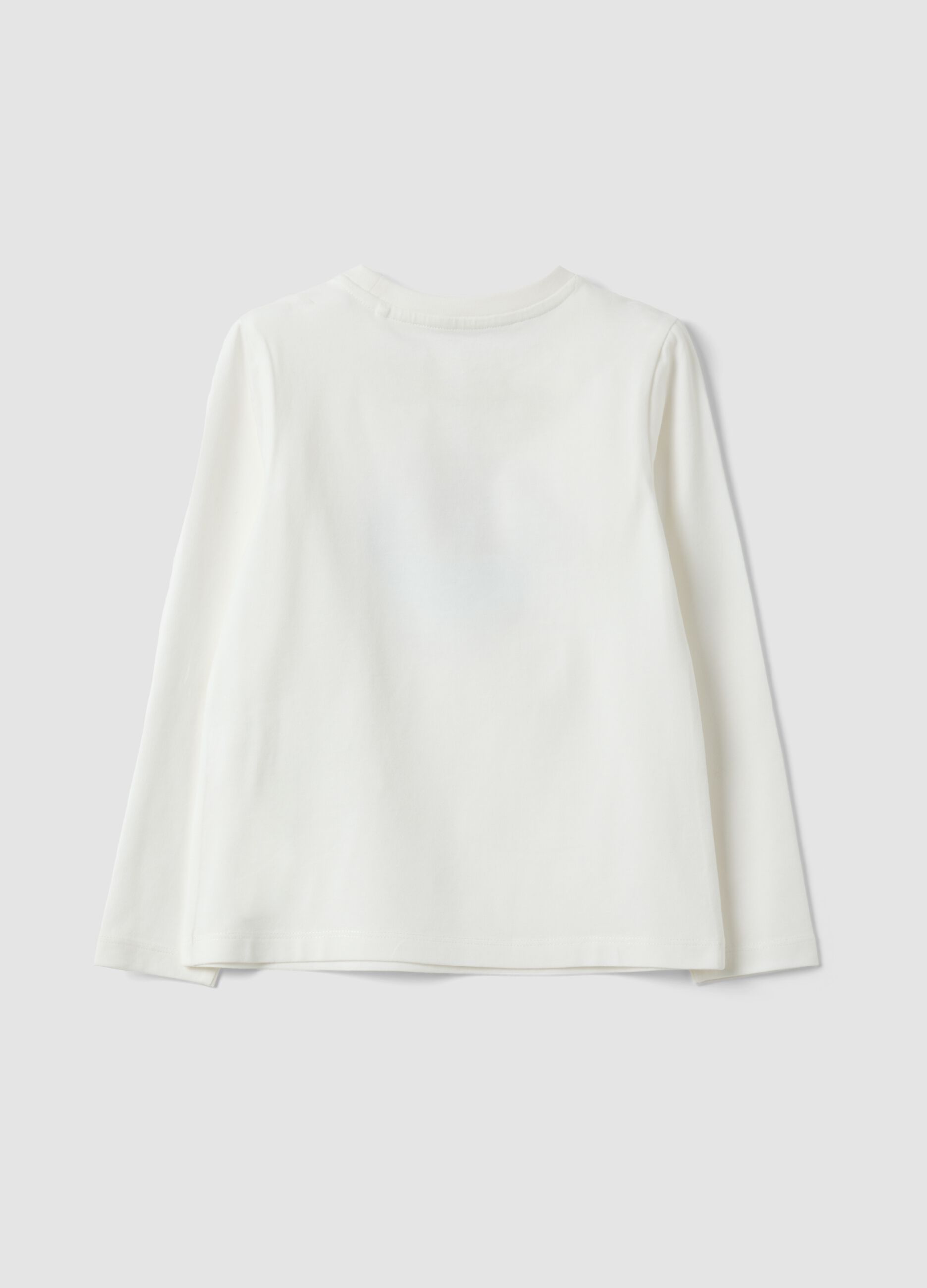 T-shirt bianca in cotone organico elasticizzato girocollo
