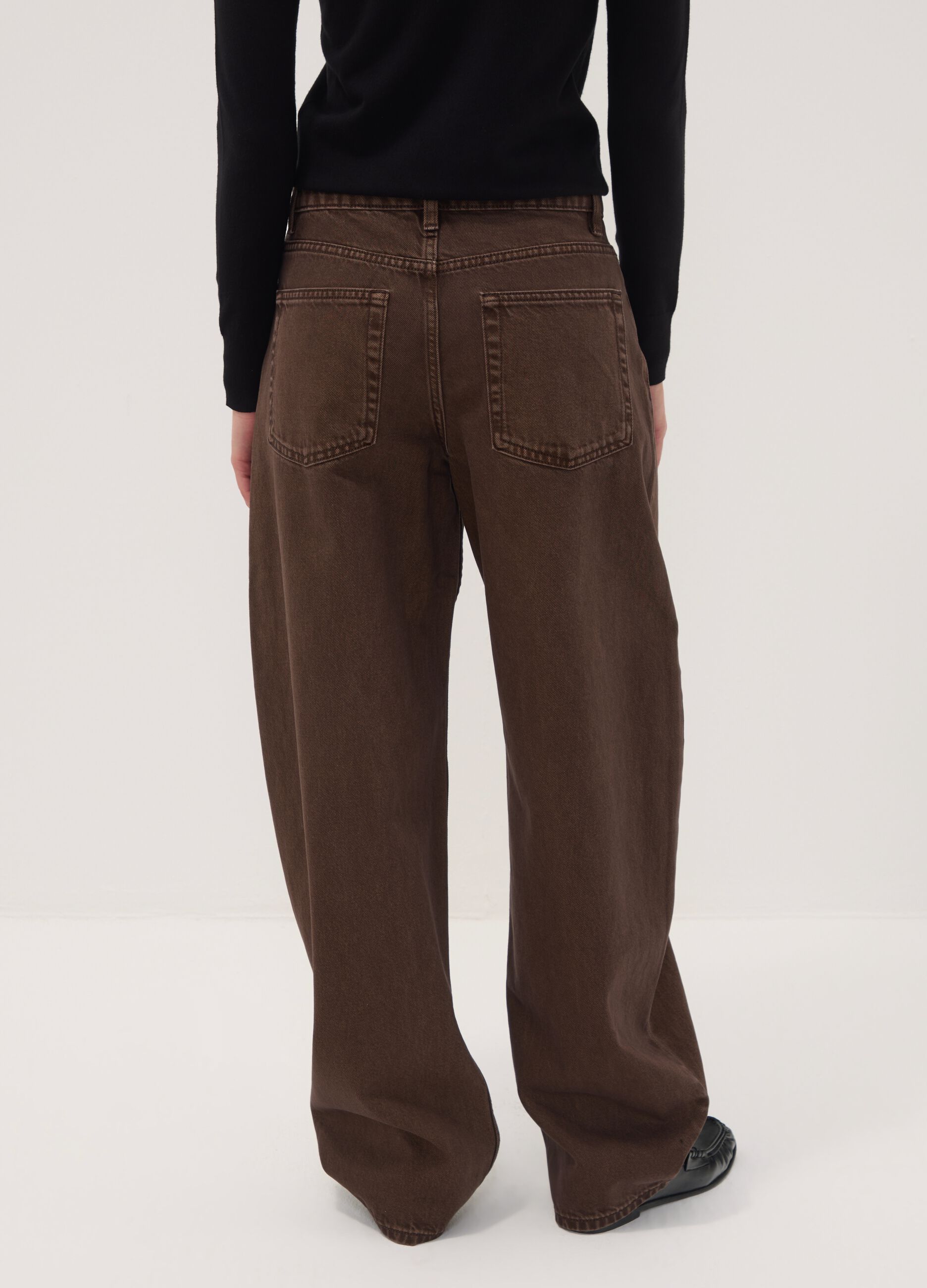 Jeans marroni in puro cotone barrel fit