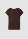 T-shirt marrone in puro cotone a girocollo con scritta_6
