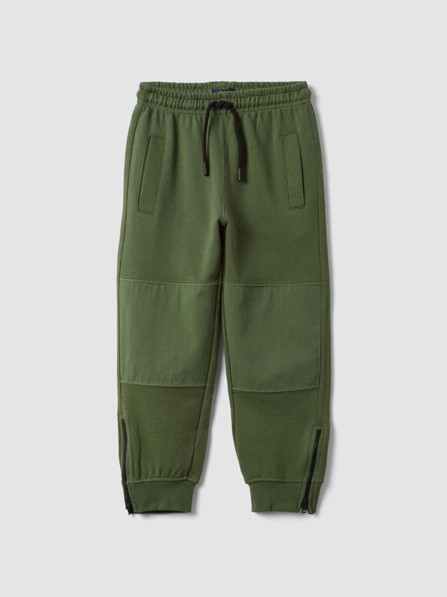 Green cotton-blend joggers with drawstring waist_0