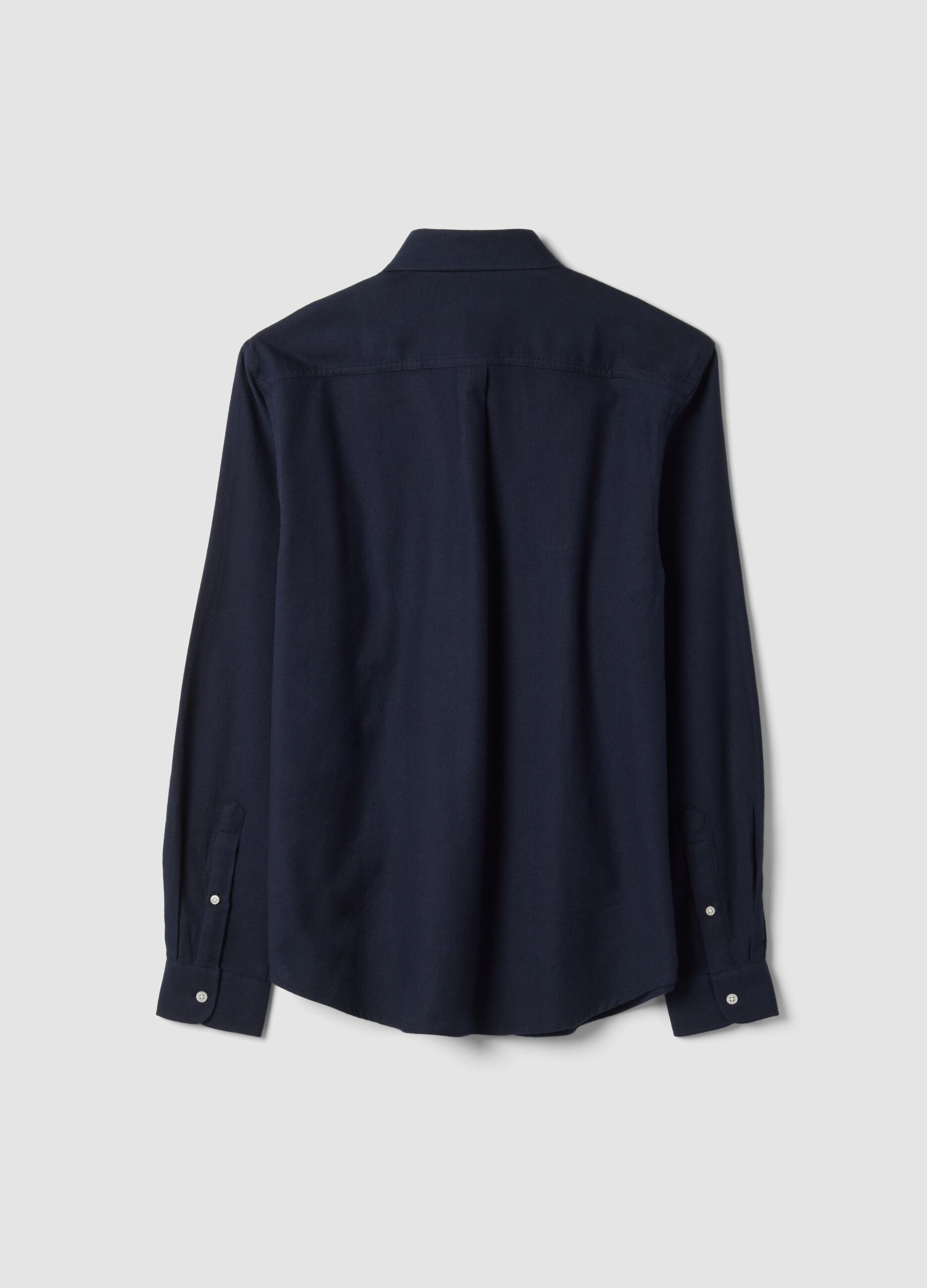 Camicia blu navy in flanella di puro cotone regular fit