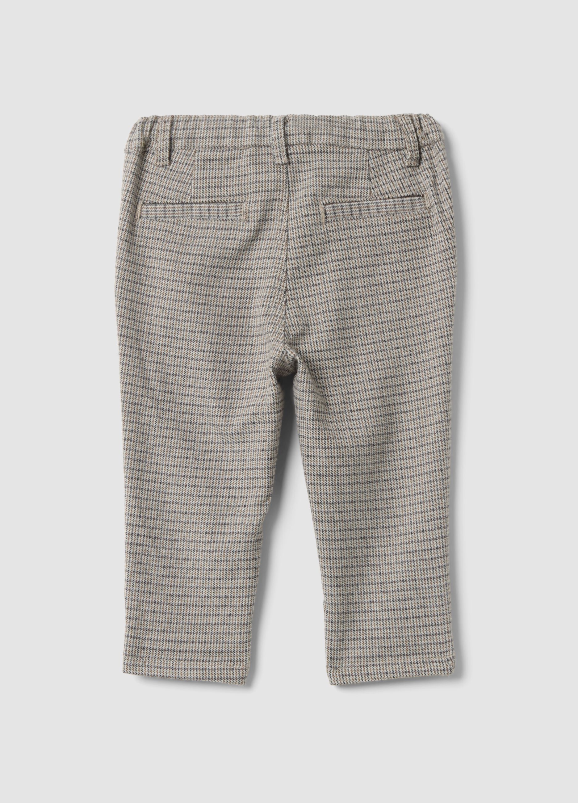 Pantaloni grigi in viscosa elasticizzata a fantasia regular fit