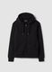 Felpa nera in misto cotone fleece con cappuccio regular fit_0