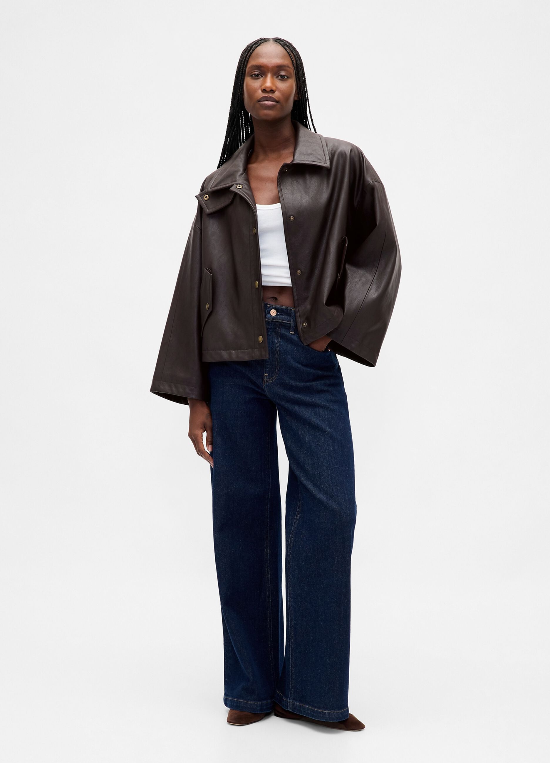 Brown Faux Leather Jacket