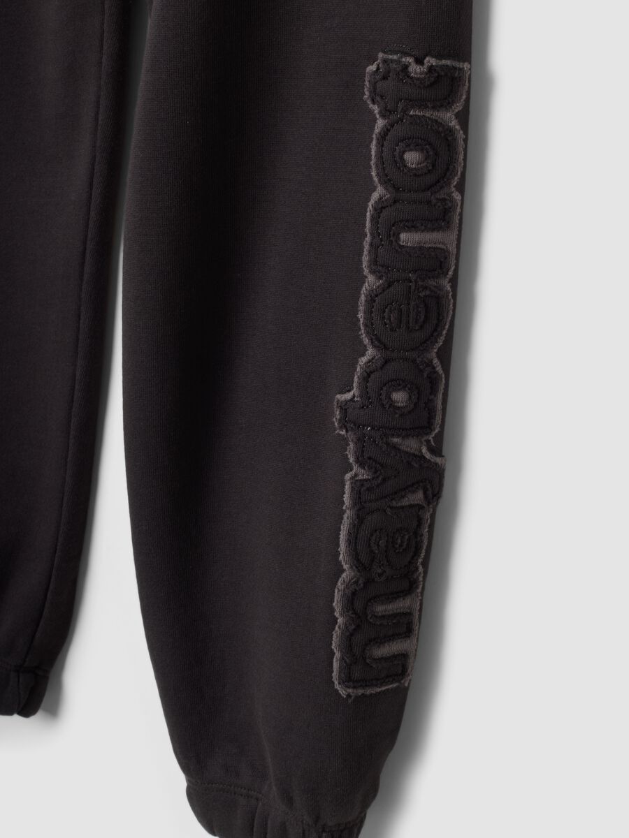 Grey fleece joggers in pure cotton, comfort fit_1