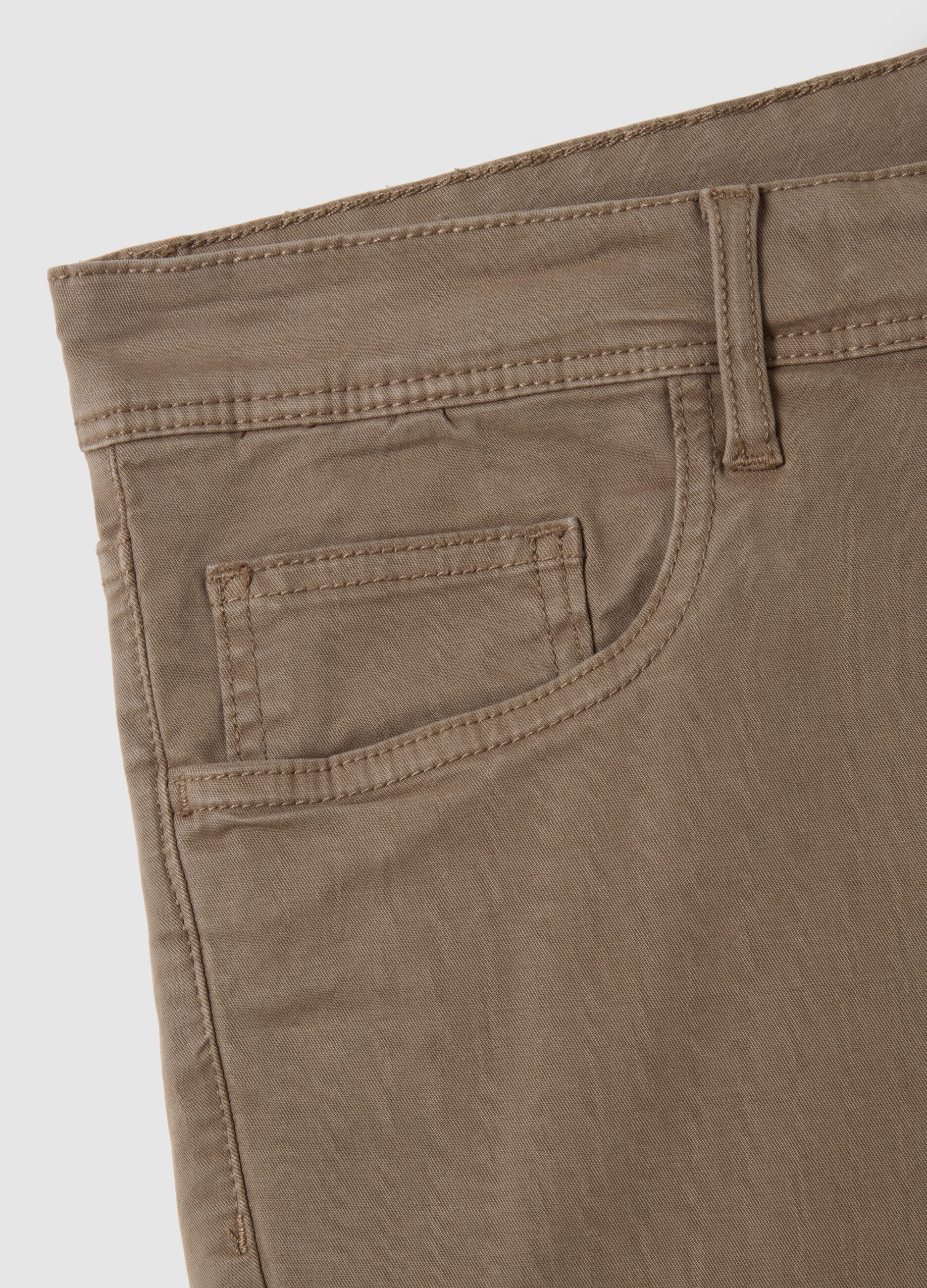 Brown skinny fit stretch cotton trousers