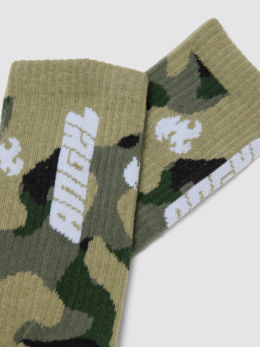 Green camouflage stretch-cotton sports socks_1