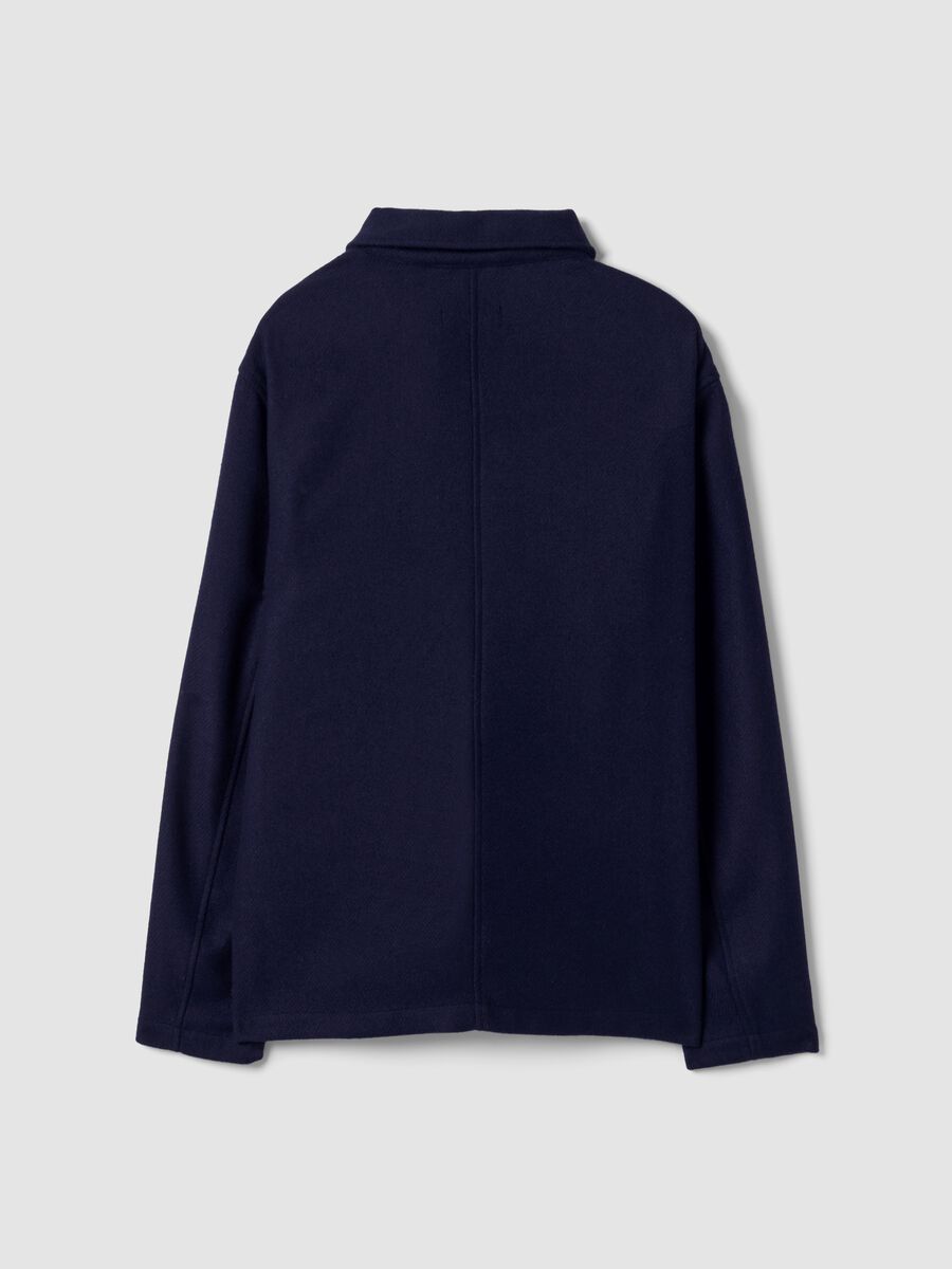 Blue wool-blend shacket with buttons and four pockets_6