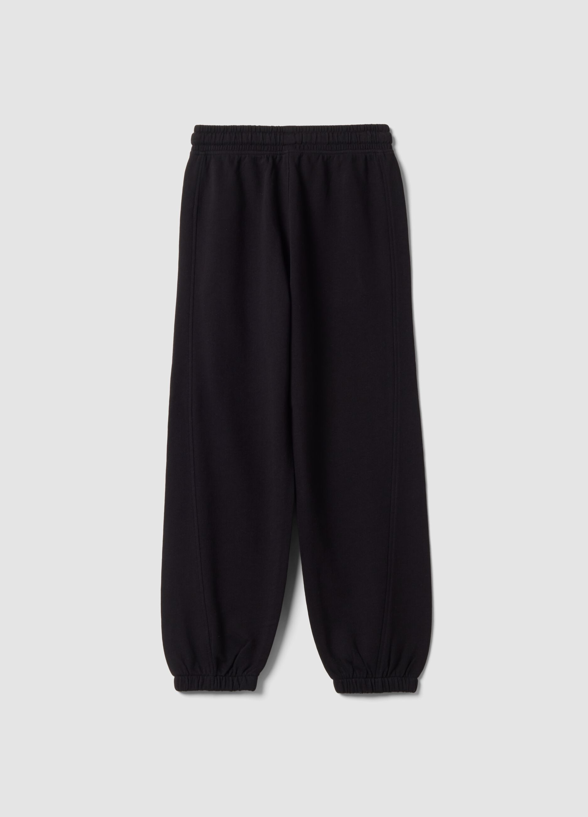 Pantaloni jogger neri in puro cotone con fondo elastico