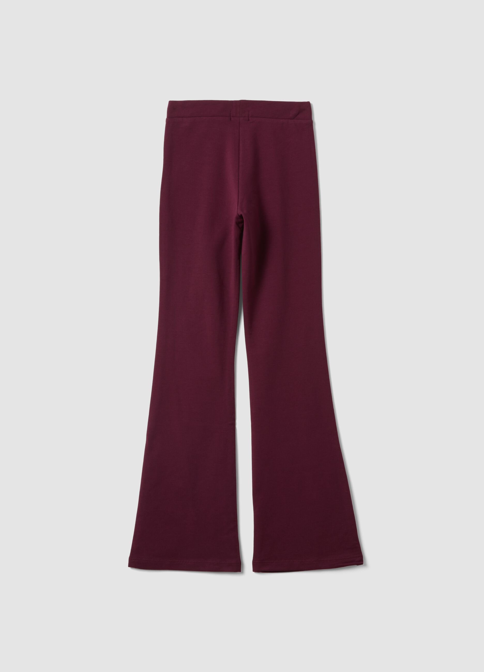 Leggings viola prugna flare in cotone elasticizzato
