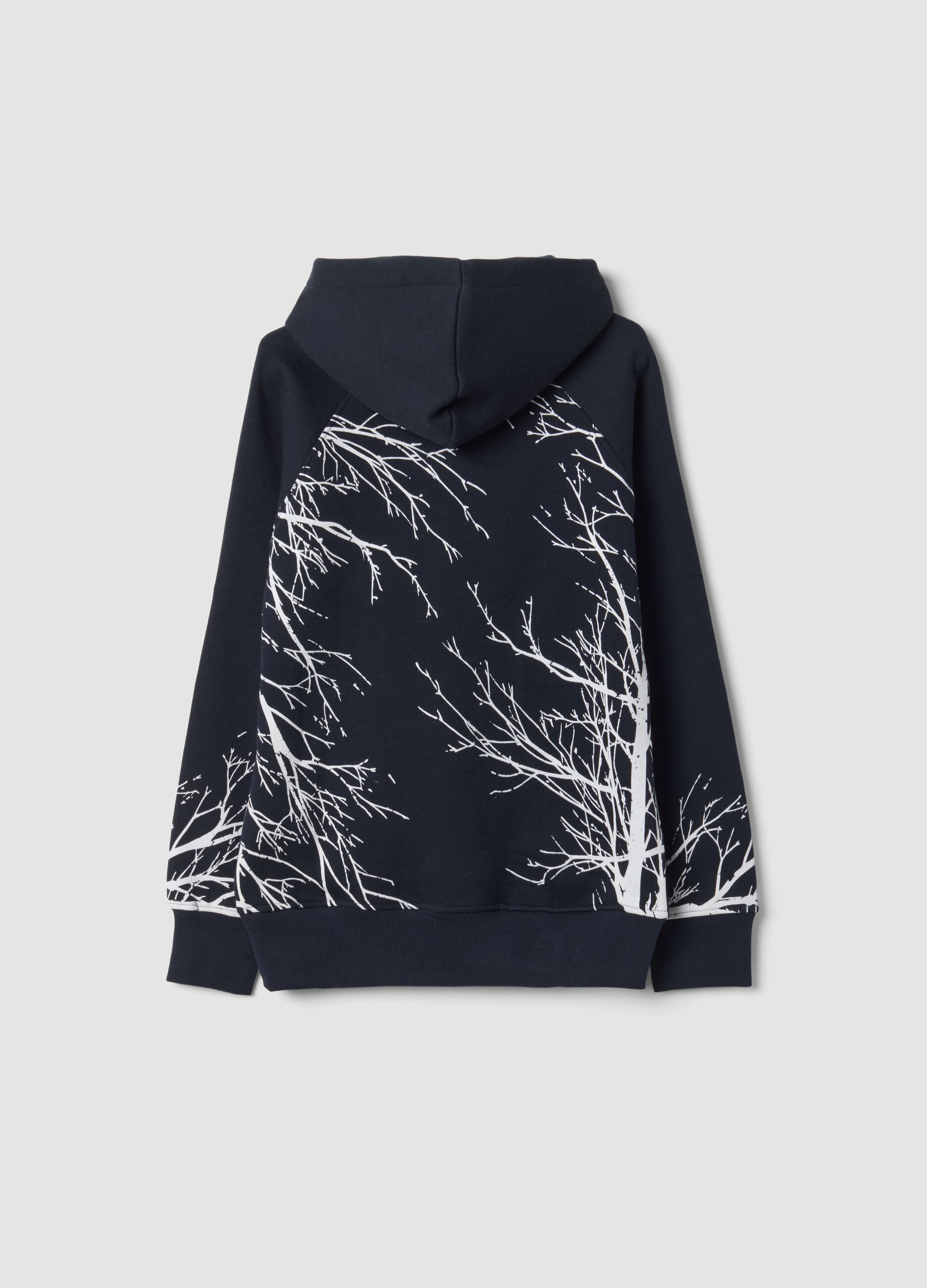 Black cotton-blend hoodie with print, regular fit