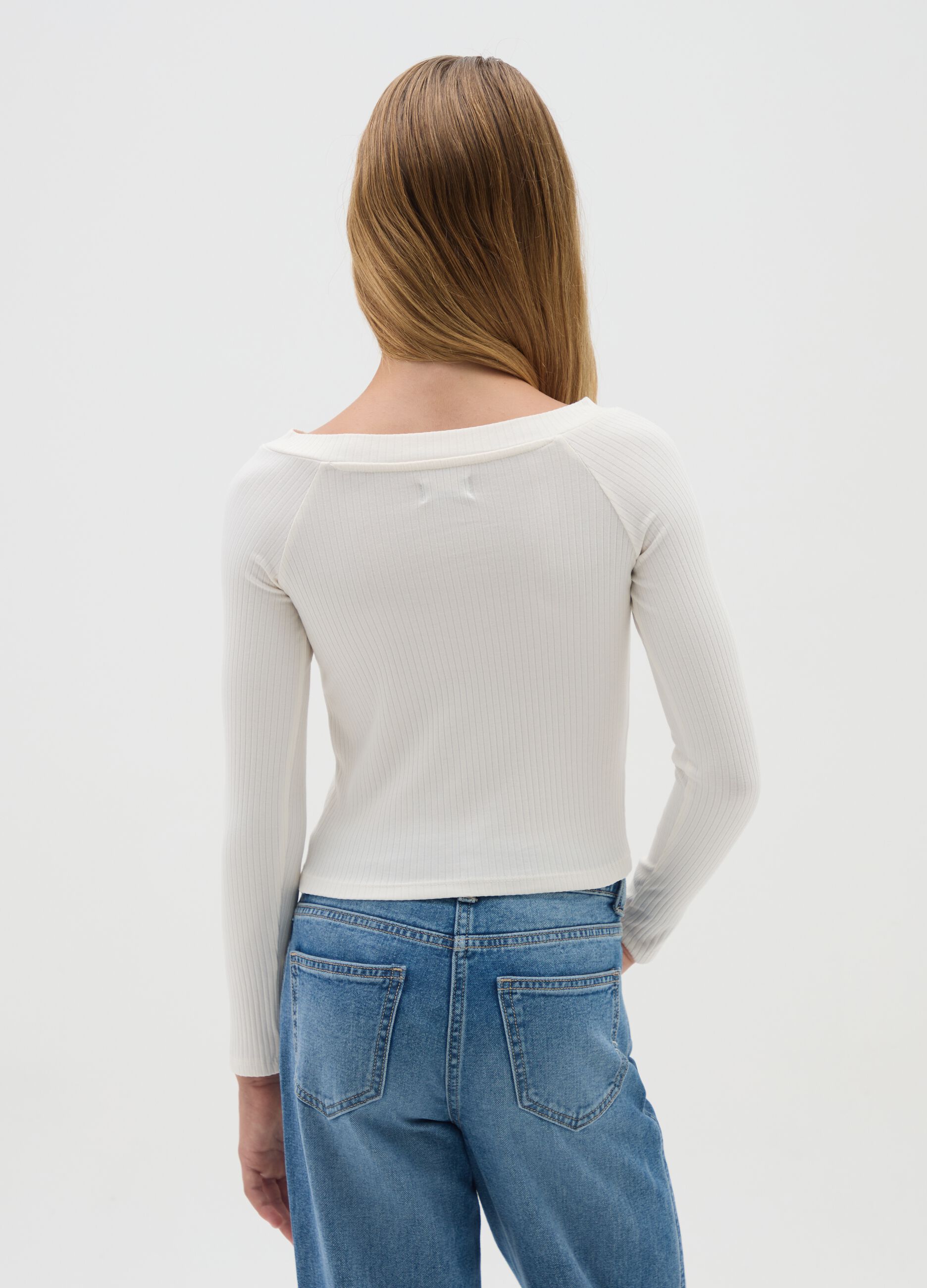 Girls' White Cotton Regular Fit Jumper