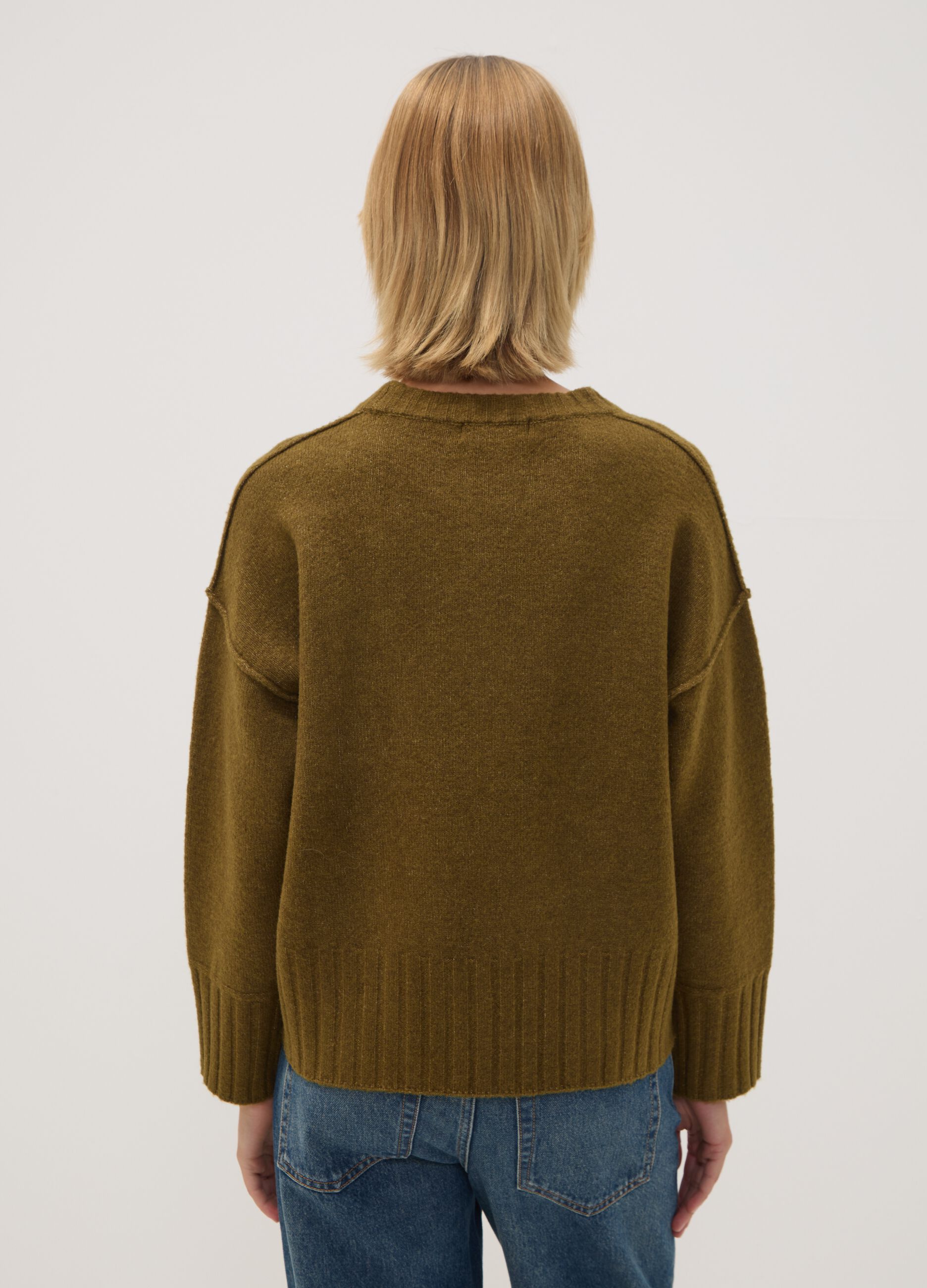 Green stretch-fabric oversized top