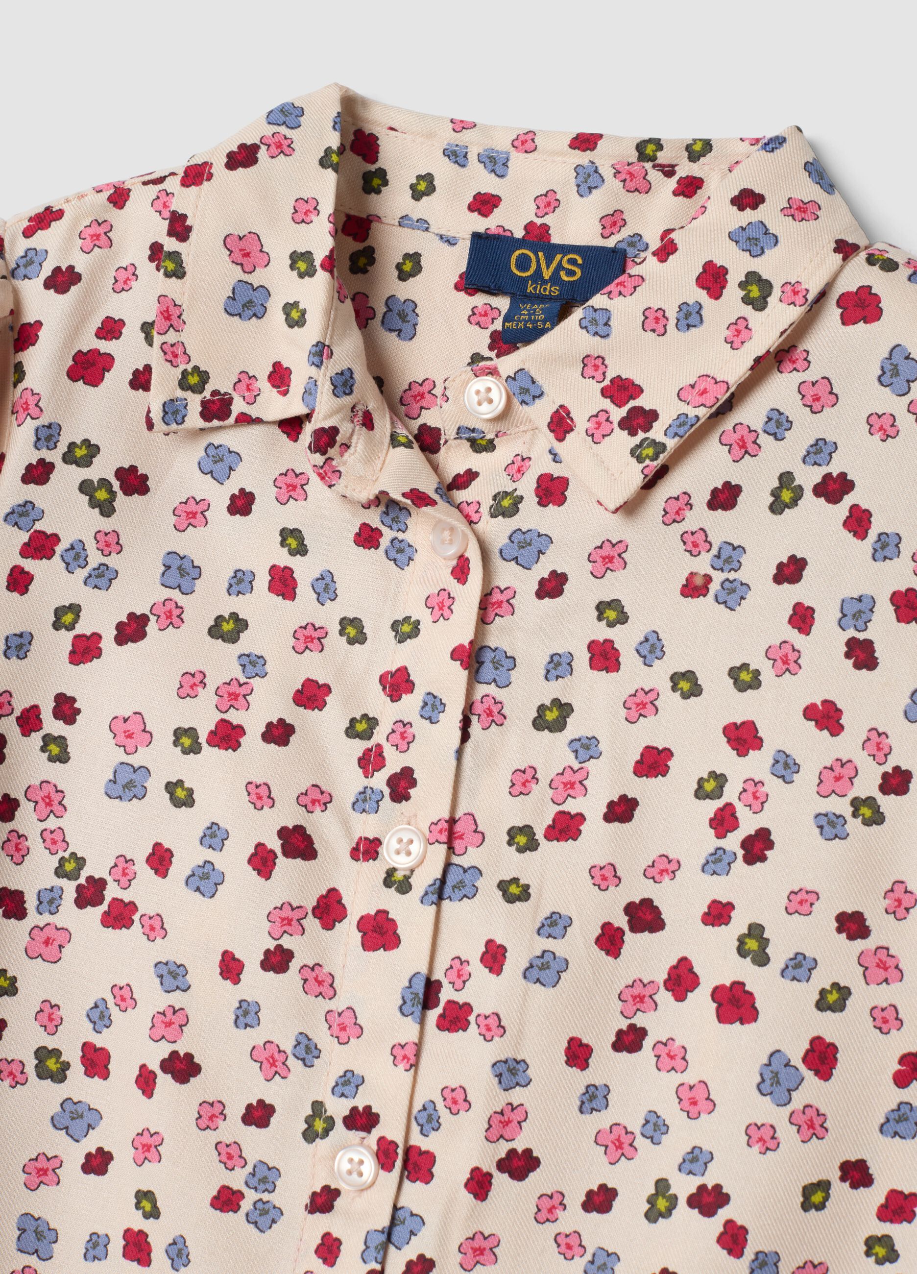 Multicolour pure viscose floral print shirt, regular fit