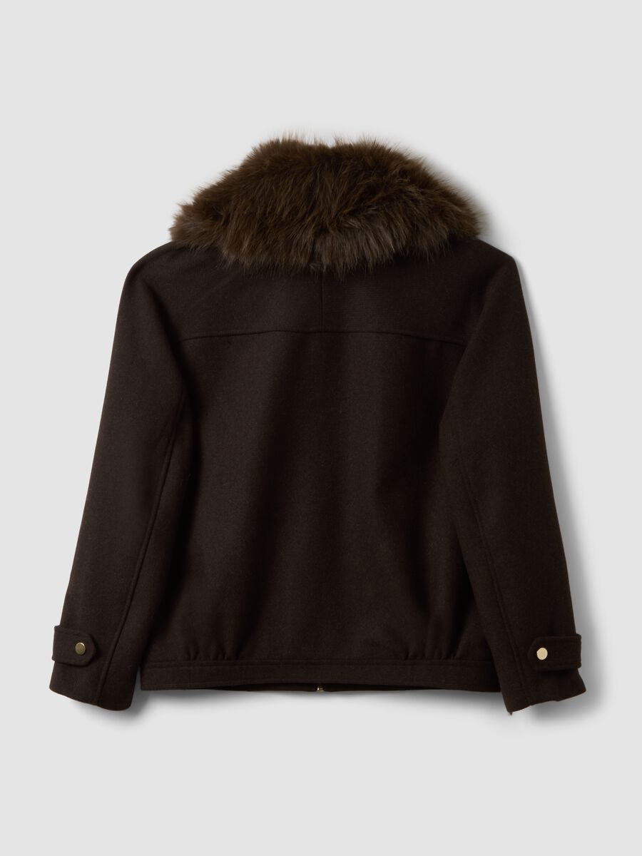 Brown wool and viscose blend jacket with zip_2