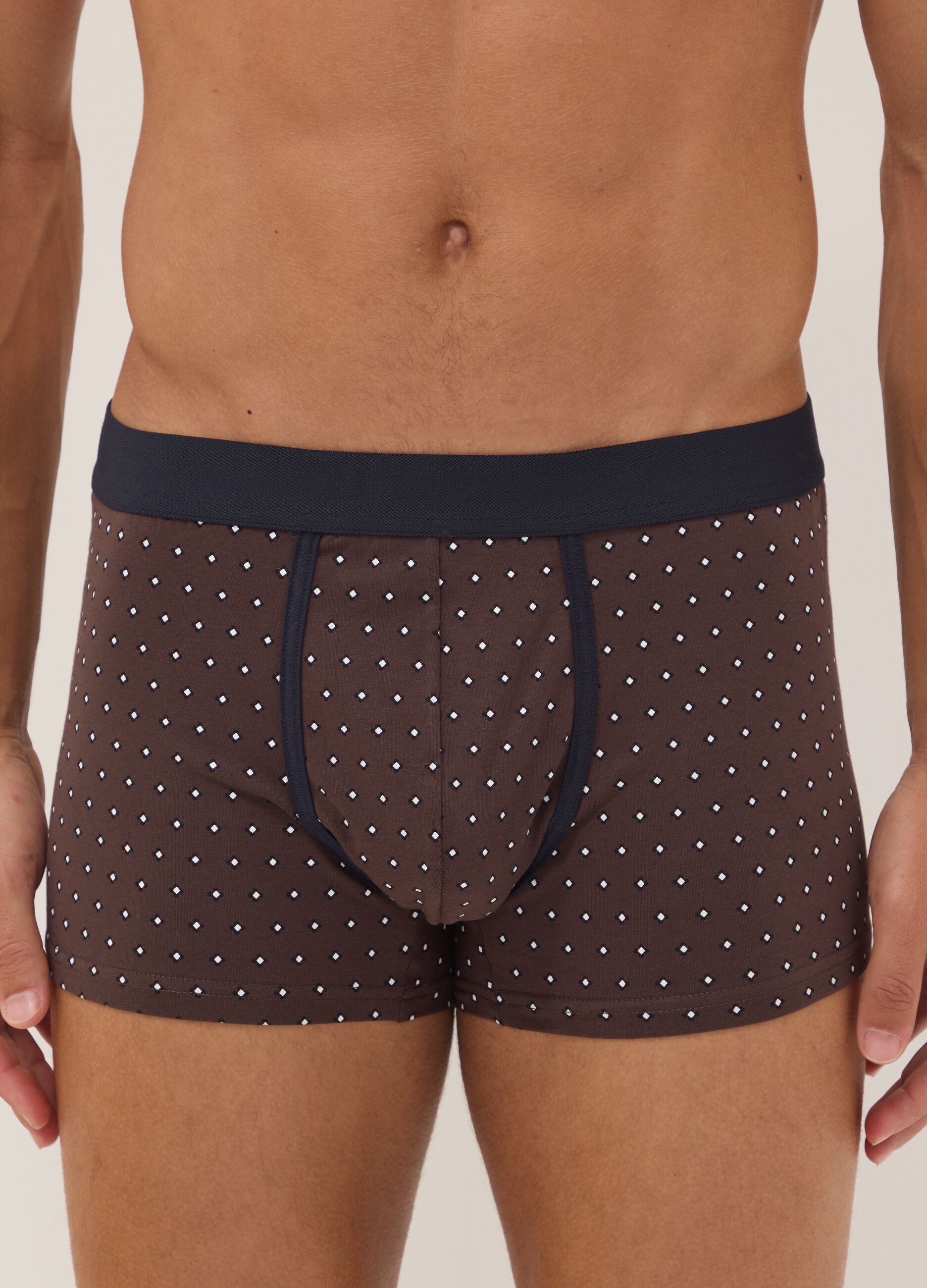3-pack of brown stretch organic cotton polka-dot boxers