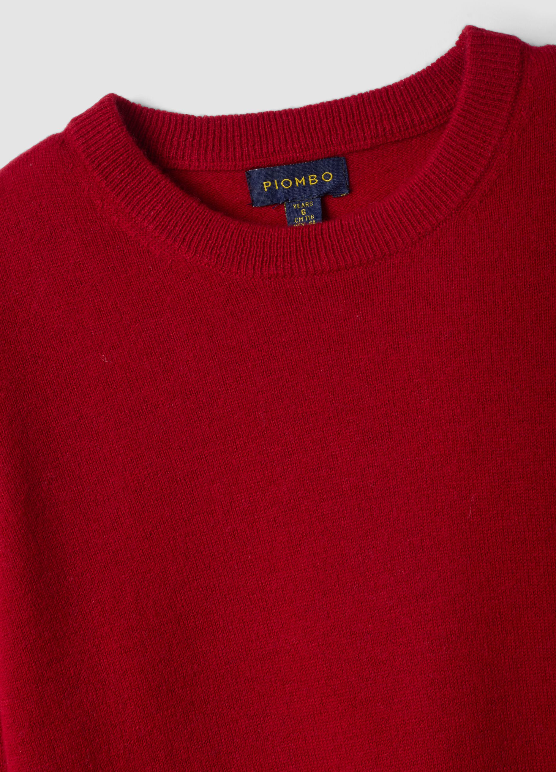 Maglia rossa in pura lana a maniche lunghe regular fit